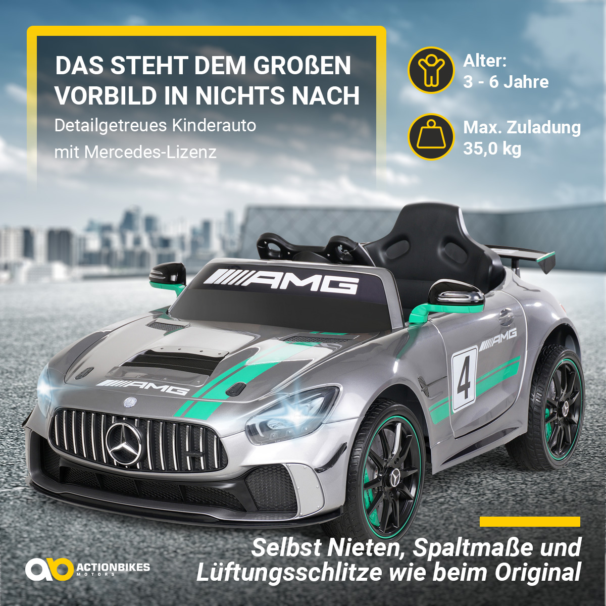 Mercedes GT4 ACTIONBIKES MOTORS Sport AMG Elektroauto Edition