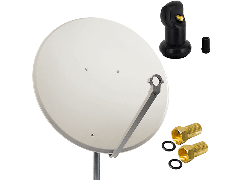 (100 Single Single Antenne LNB) Hellgrau 100cm 2x Sat Anlage Stahl SAT cm, PREMIUMX Anlage F-Stecker LNB