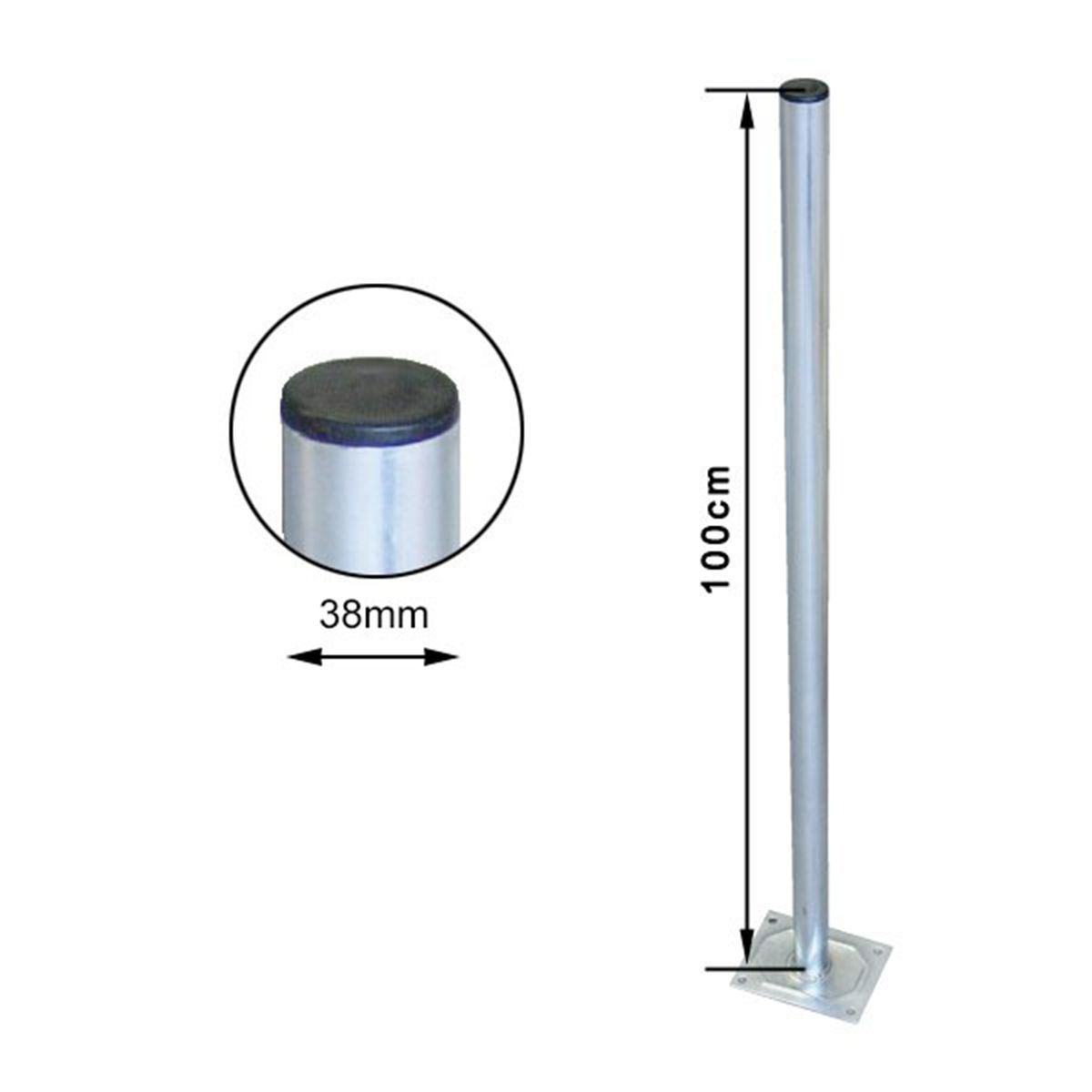 PREMIUMX 38mm Standfuß, 100cm Standfuß Ø Silber Stahl Mastfuß SAT Antennenmast