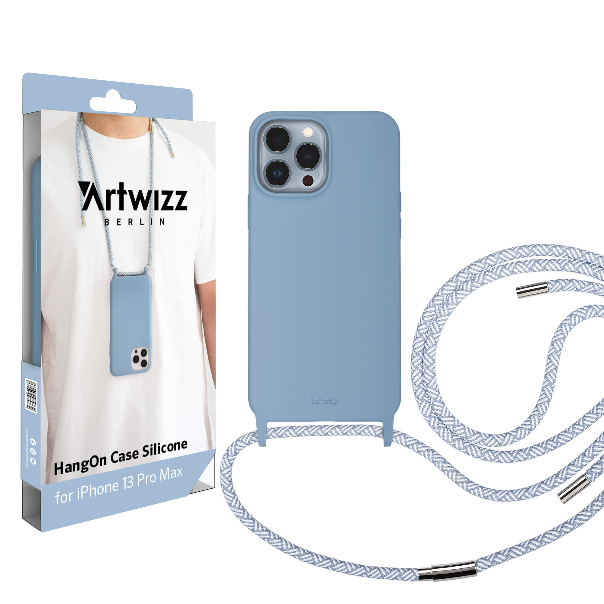 ARTWIZZ HangOn Case Silicone, Umhängetasche, Hellblau iPhone 13 Pro Max, Apple