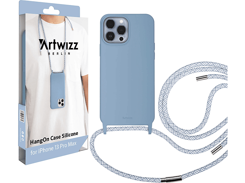 ARTWIZZ HangOn Case Silicone, Umhängetasche, Hellblau 13 Apple, Max, iPhone Pro