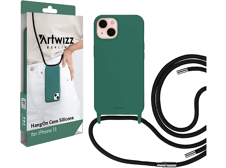ARTWIZZ HangOn Case Silicone, Umhängetasche, Apple, Dunkelgrün 13, iPhone