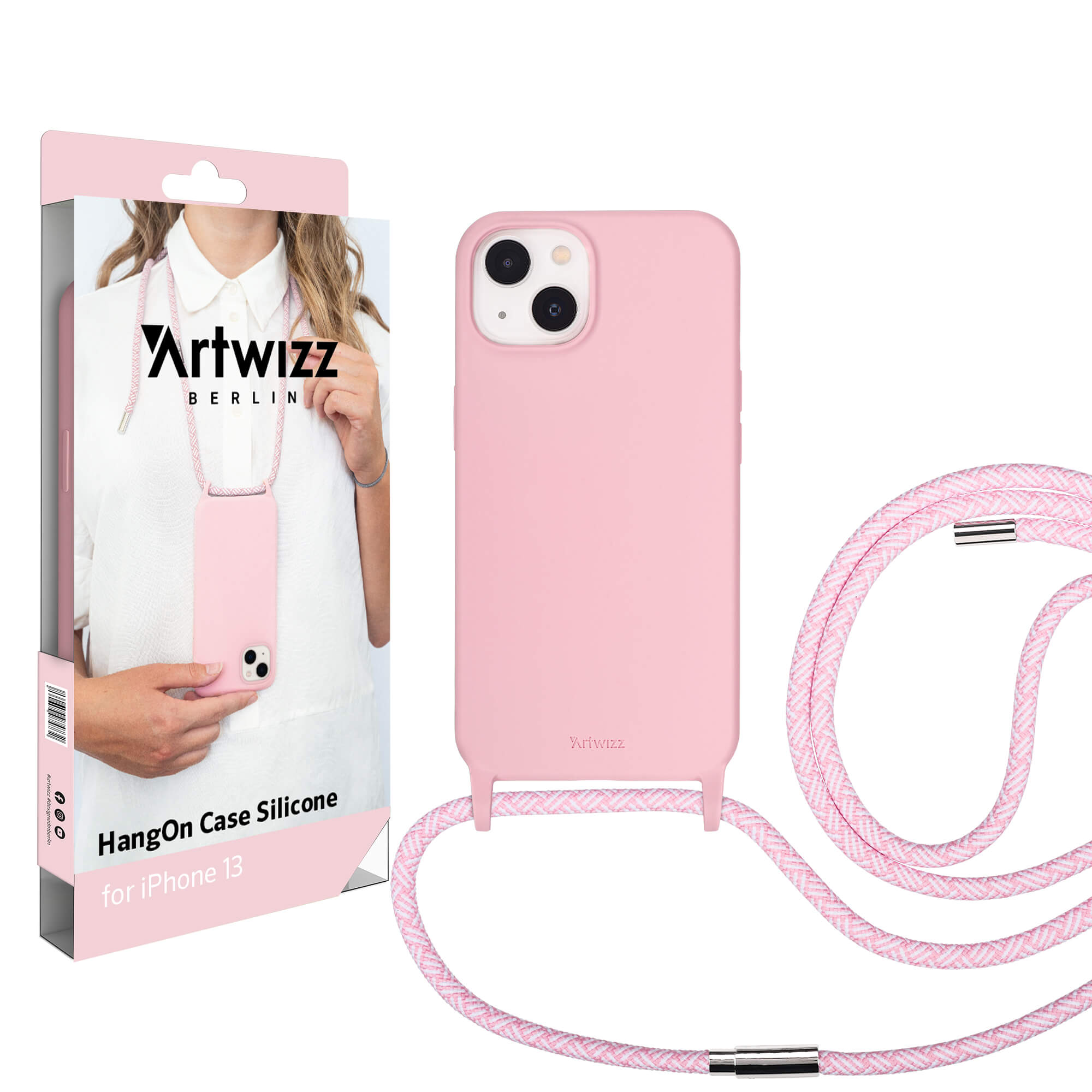 ARTWIZZ Silicone, 13, Case Rosa iPhone Apple, Umhängetasche, HangOn