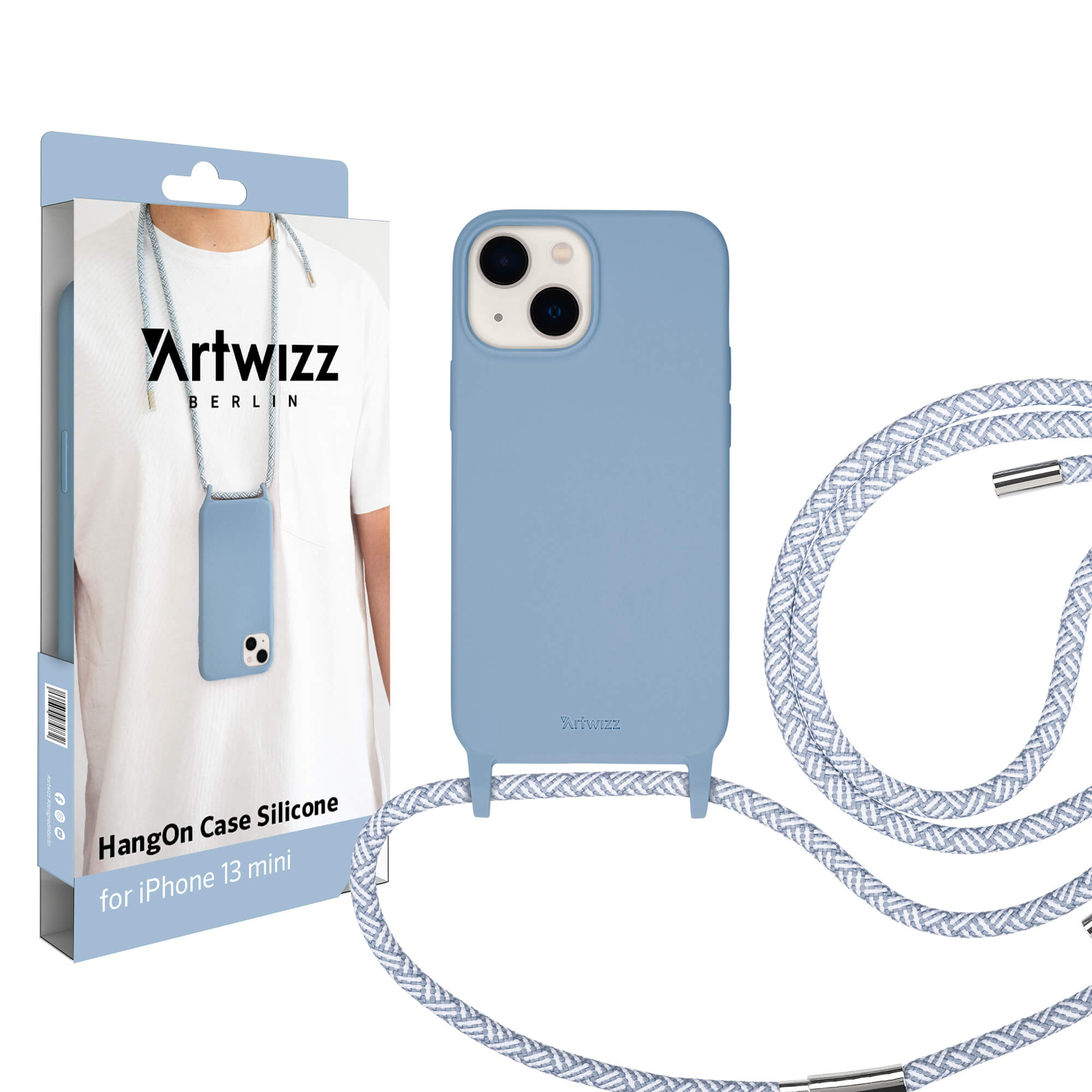 ARTWIZZ HangOn Case Silicone, Armtasche, iPhone 13 Hellblau mini, Apple