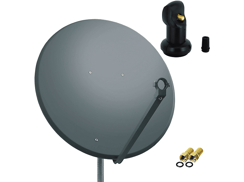 PREMIUMX SAT Anlage 100cm Antenne 2x cm, Sat Anthrazit LNB) (100 Single F-Stecker LNB Anlage Stahl Single