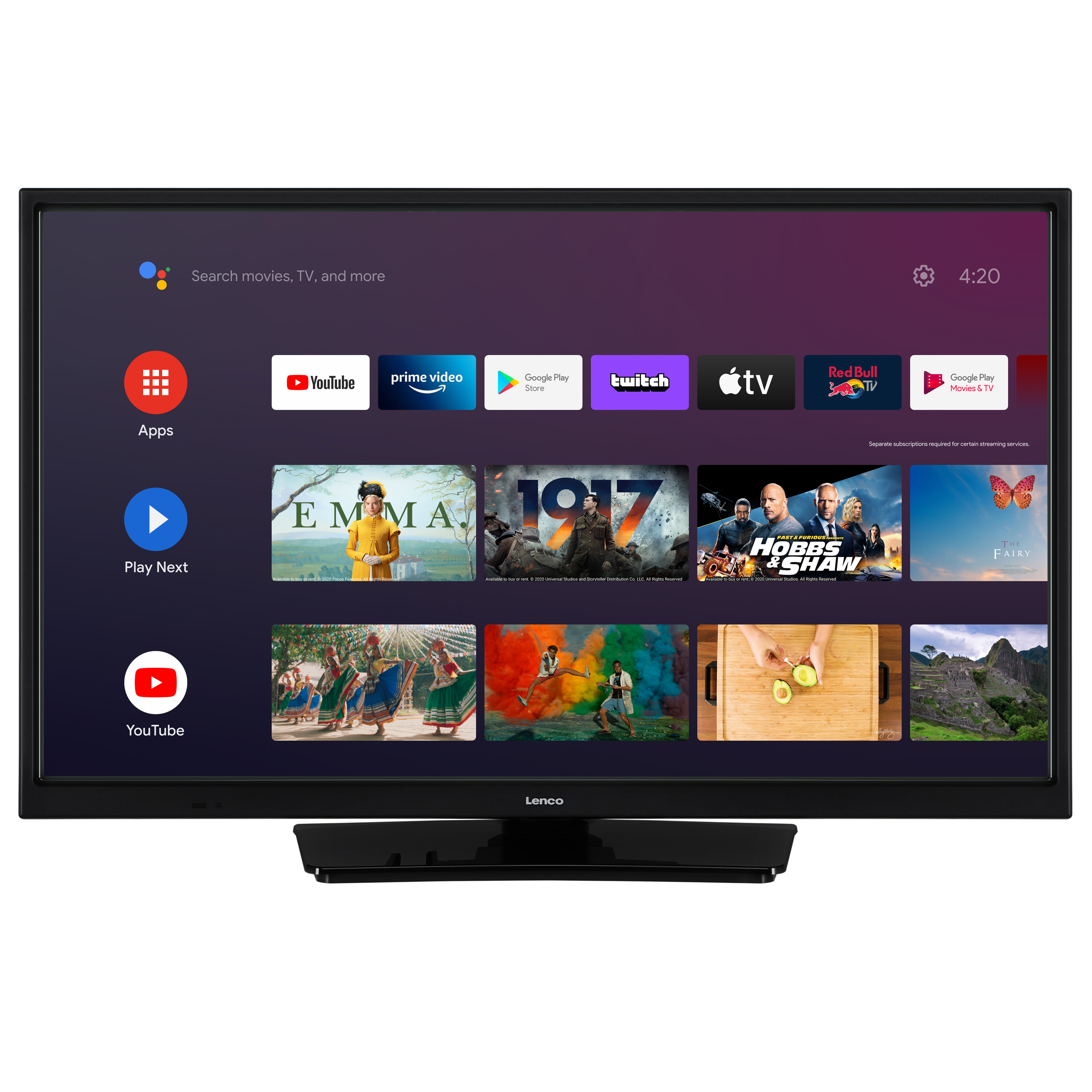 Android) HD, LED - 24 / Zoll Bluetooth LENCO mit (Flat, - 61 cm, LED-2463BK Fernseher TV