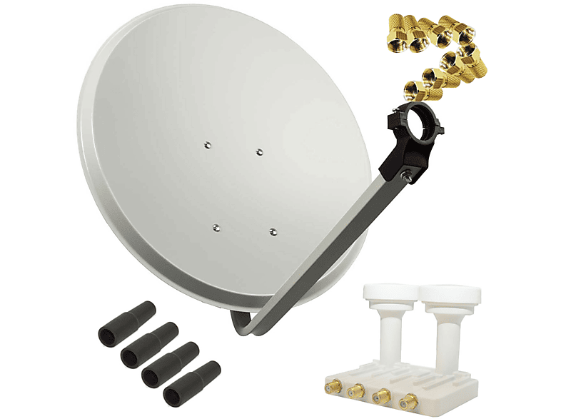 Hellgrau 8x Anlage PREMIUMX 80cm Monoblock Monoblock SAT (80 WE LNB) Antenne F-Stecker Quad Quad Anlage cm, Sat