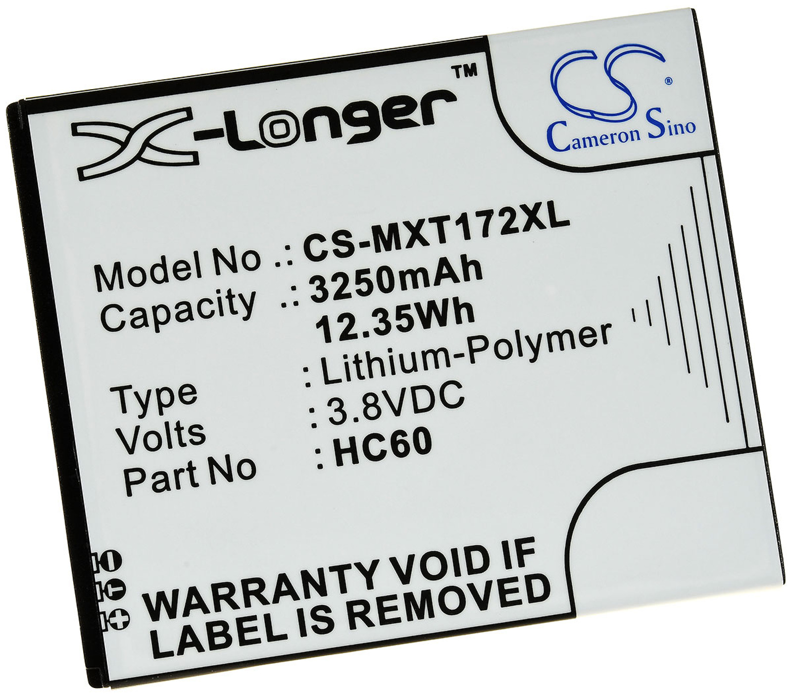 Li-Polymer Typ 3.8 Akku, Volt, 3250mAh Motorola für POWERY Akku HC60