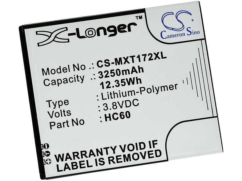POWERY Akku für Motorola Typ Volt, HC60 Akku, 3250mAh Li-Polymer 3.8