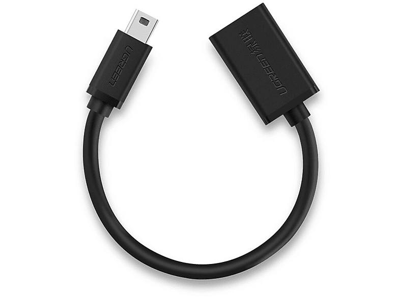 UGREEN 15cm USB 2.0 Mini 5pin / M  auf A / F OTG Kabel-Adapter, Schwarz