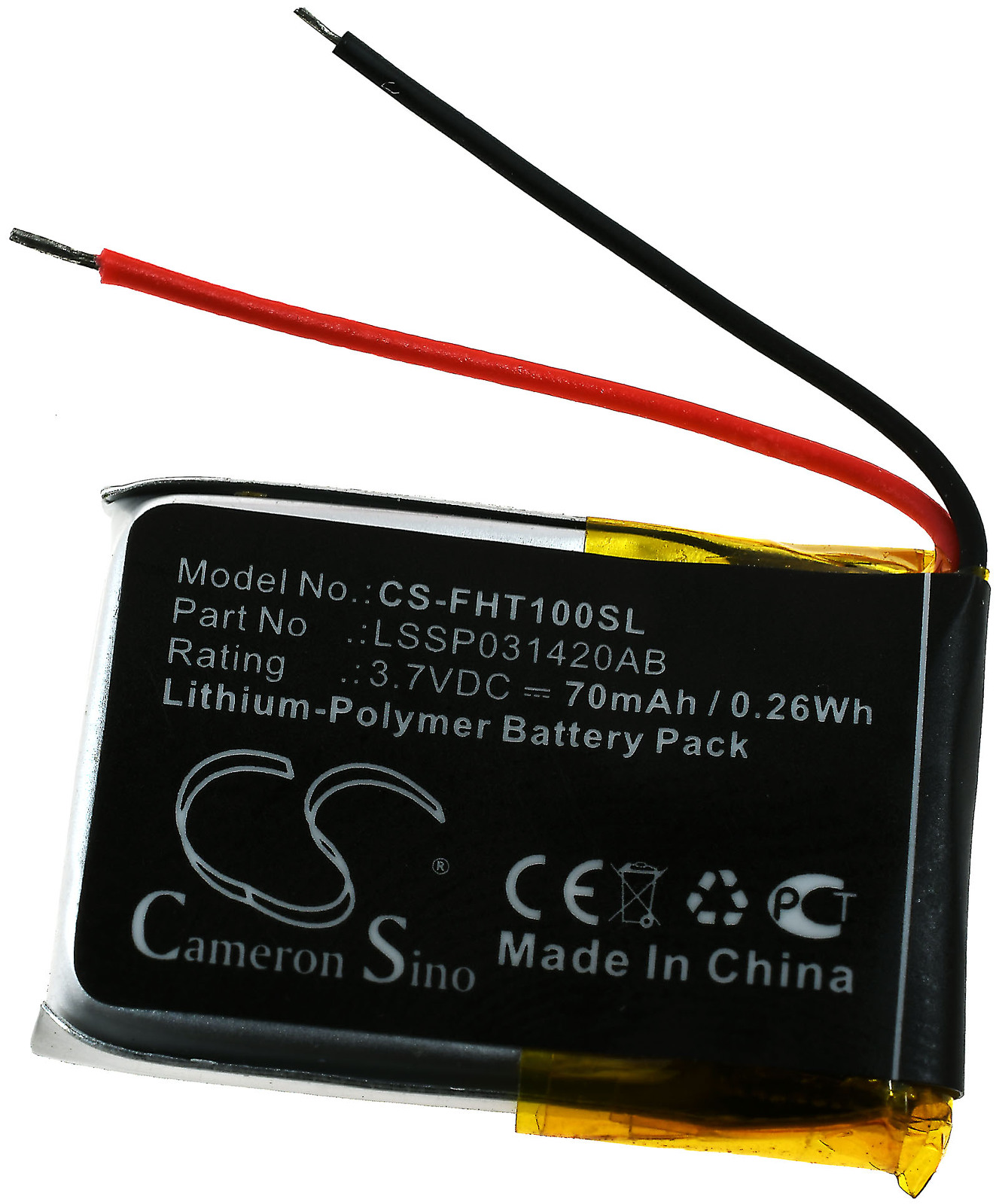Charge f. Akku, Fitbit Akku Li-Polymer 70mAh 3.7 HR Volt, POWERY