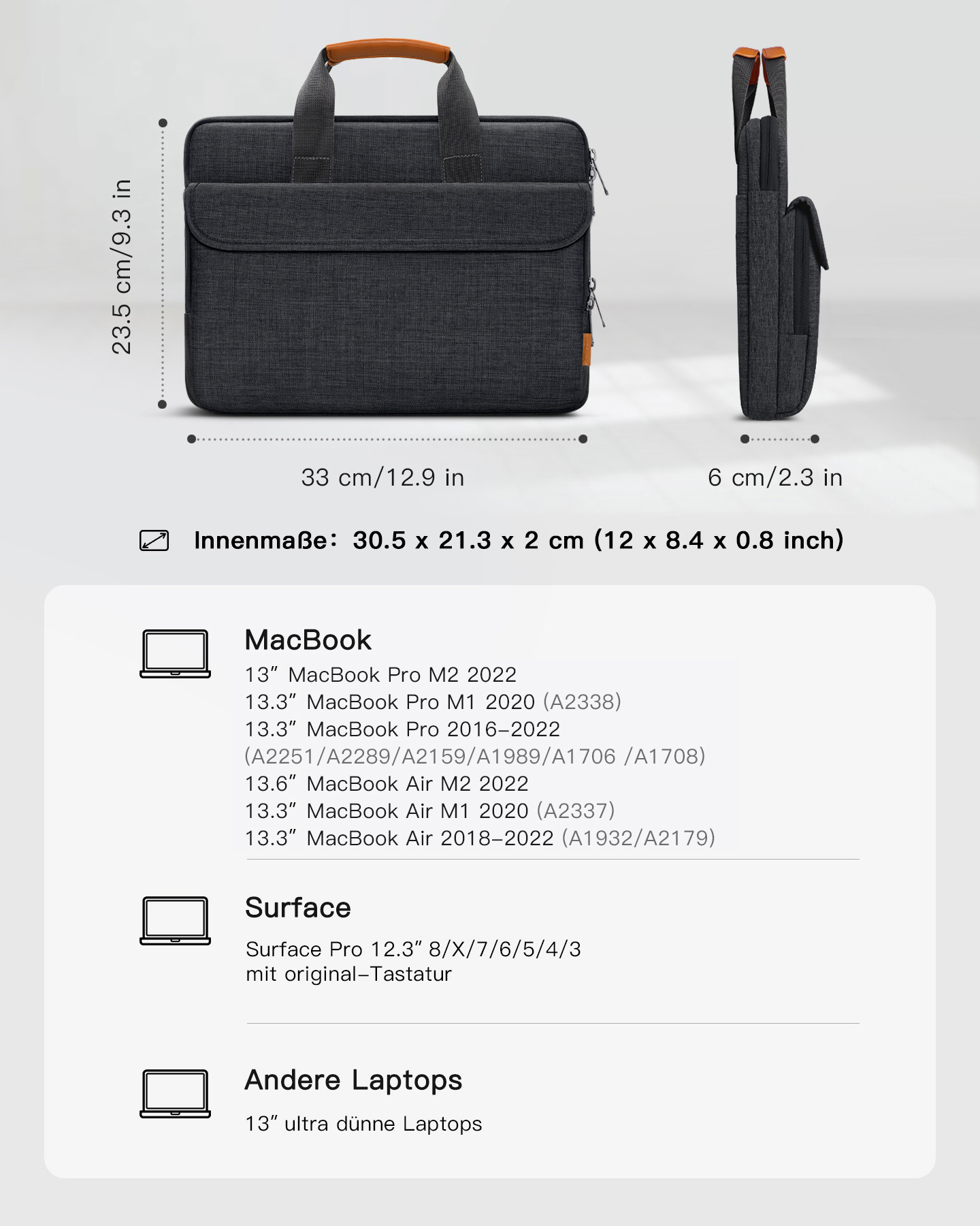 INATECK Laptoptasche Air/Pro, Dell, black Sleeve Apple, Hülle HUAWEI, Laptop MacBook Sony, Pro, für Laptophülle Laptoptasche 13 für XPS13, ASUS, Acer, Aktentasche Microsoft HP, Case Toshiba, Polyester, Surface