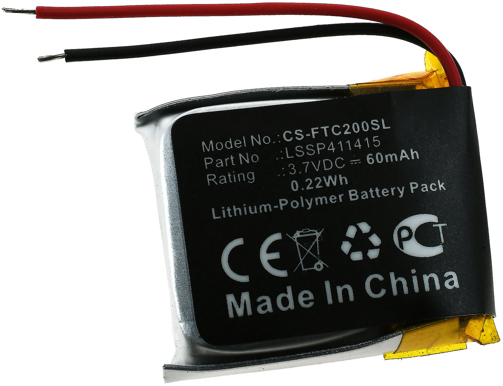 2 Charge für Volt, 60mAh Li-Polymer POWERY Akku Fitbit 3.7 Akku,