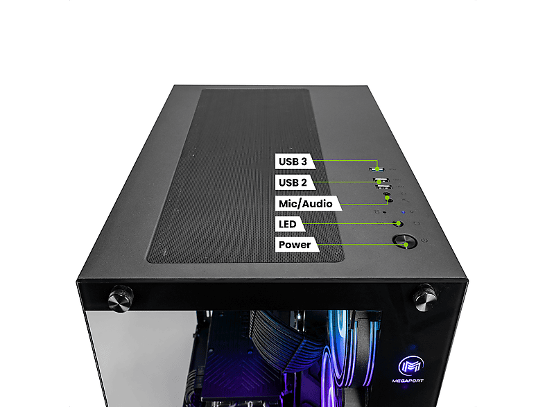 MEGAPORT Gaming PC Intel i9 12900F, Windows 11 Home (64 Bit), Gaming PC Core™ i9 Prozessor, 32 GB RAM, 2000 GB SSD, NVIDIA GeForce RTX™ 4070, 12 GB