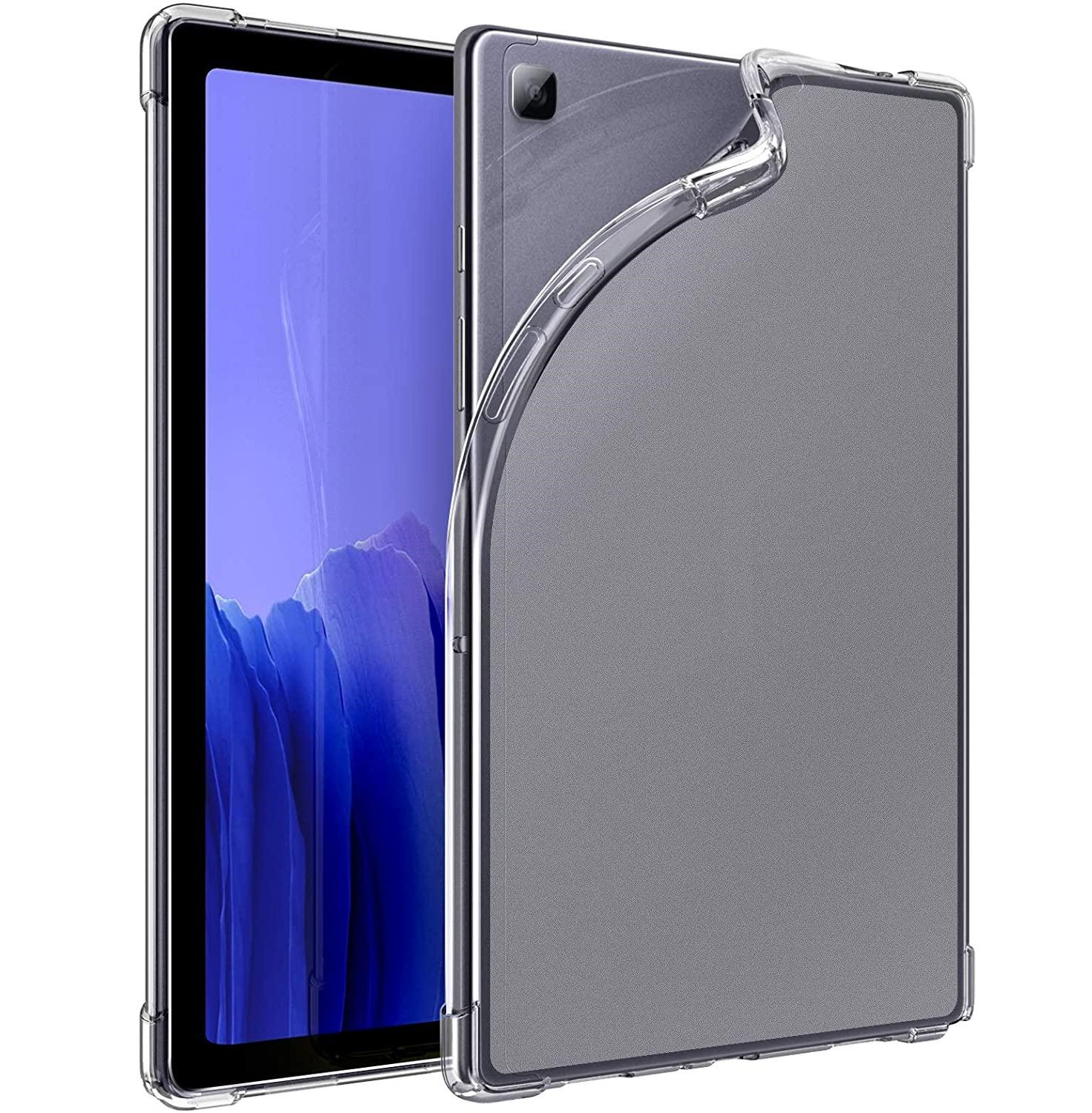 Ein Tablet in einer durchsichtigen Hülle. Der Bildschirm ist sichtbar.