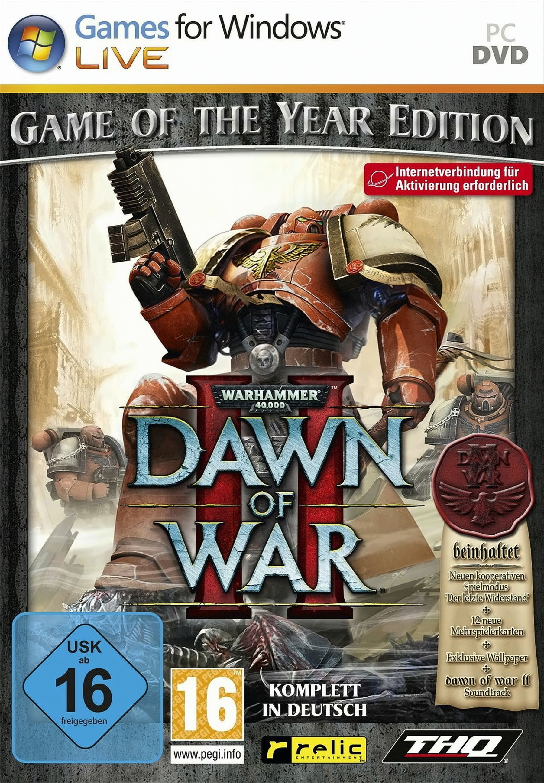 Dawn of War III Game of the Year Edition Cover mit Space Marines und Schlachtfeld.