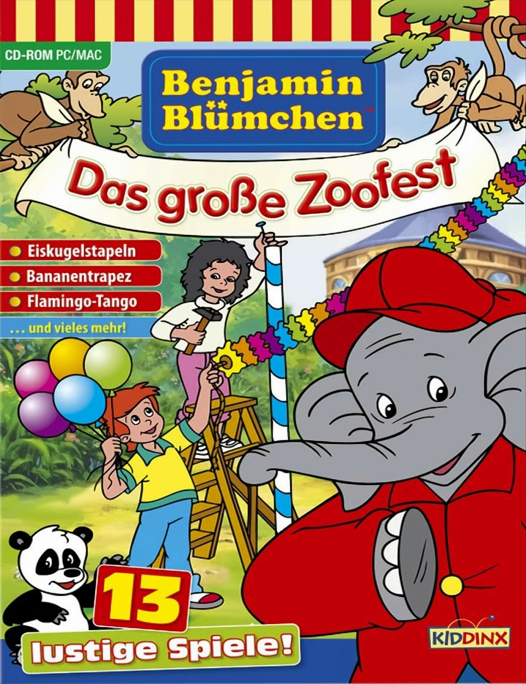 Benjamin Blümchen: Das große Zoofest-Spielcover. Kinder, Elefant und Zoo-Setting.