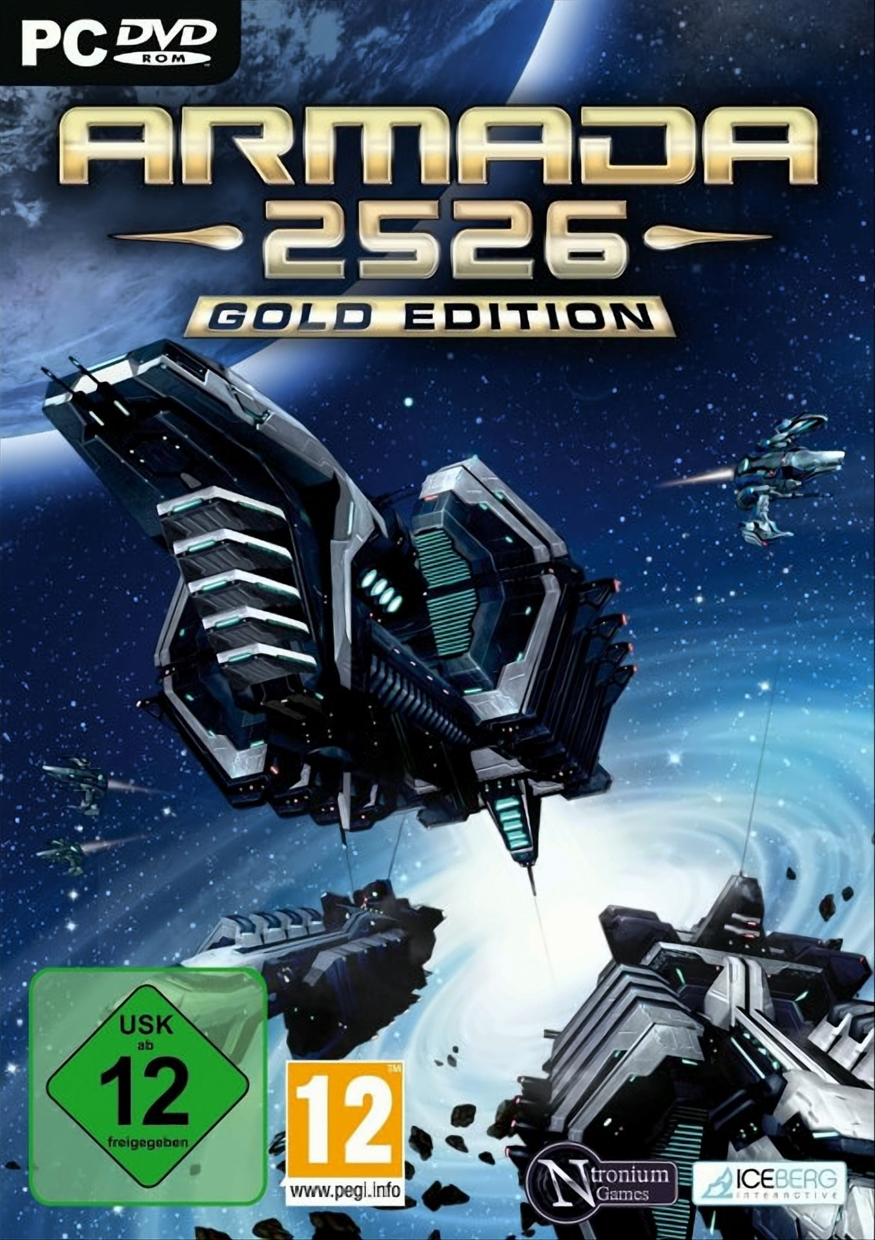 Spielecover: Armada 2526 Gold Edition. Weltraumschlacht mit Raumschiffen.