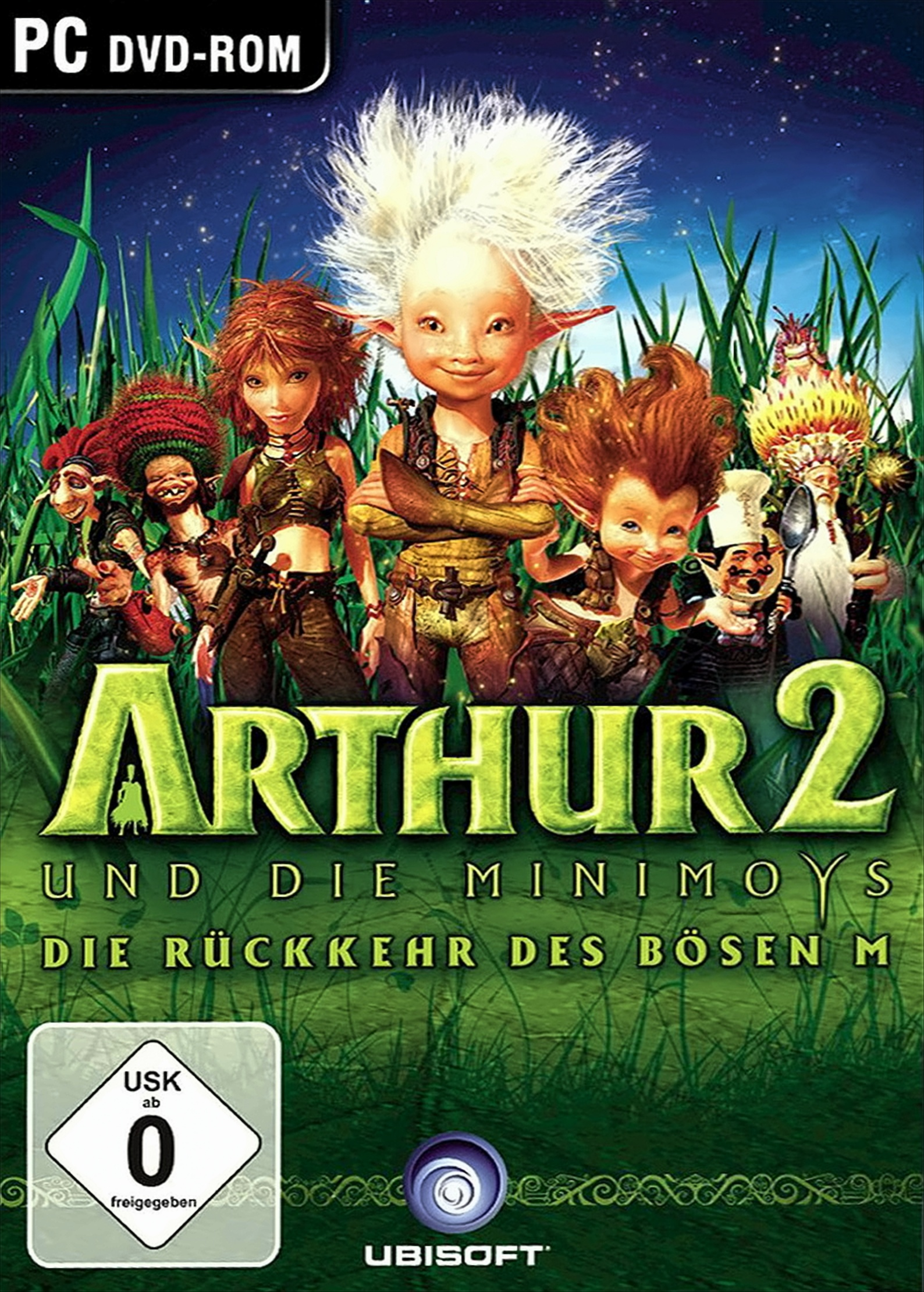 Spielcover: Arthur 2, Charaktere in einer Waldumgebung mit einem großen Titel.