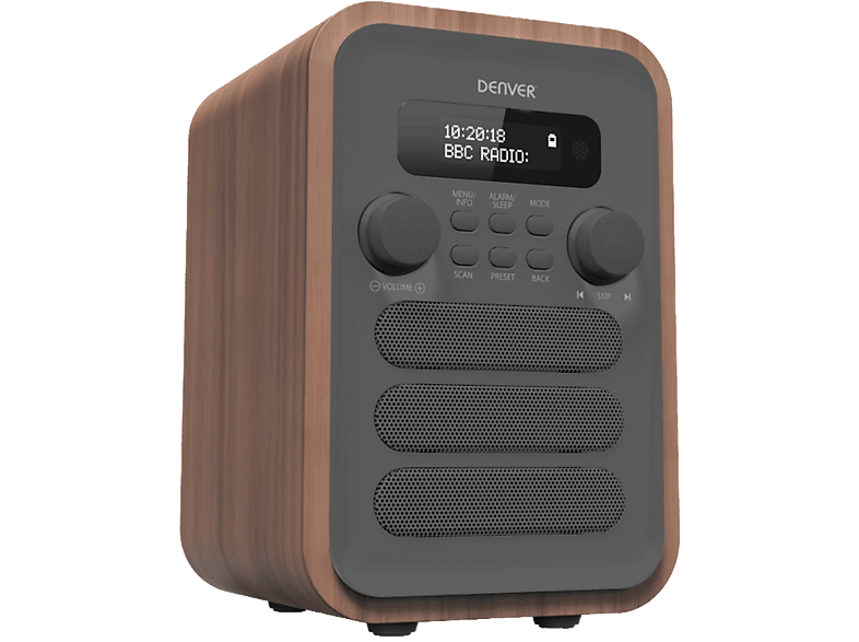 DENVER DAB48 Digitalradio, DAB+, DAB, FM, Bluetooth, grau, braun