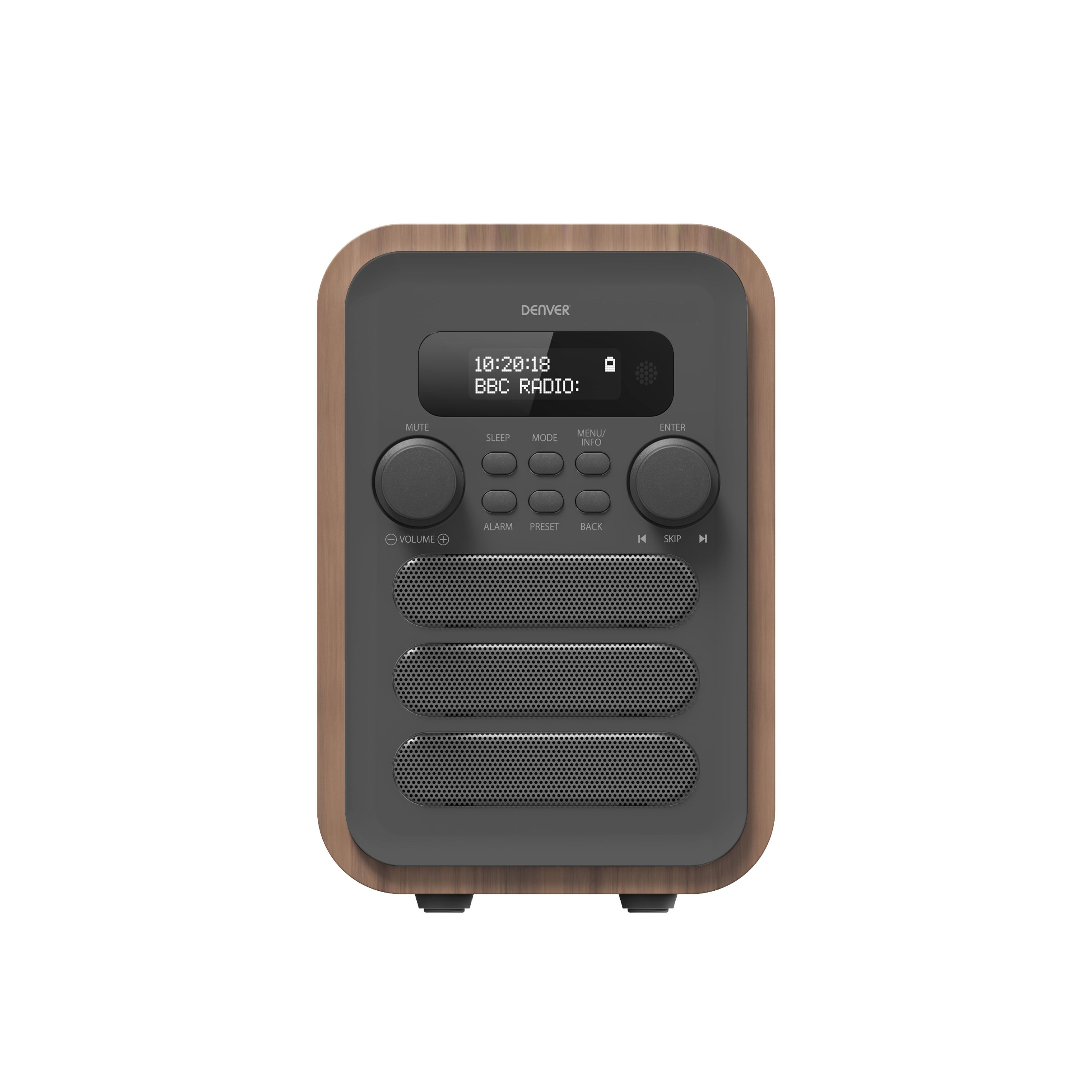 DENVER DAB-48 Digitalradio, grau, FM, braun DAB, Bluetooth, DAB