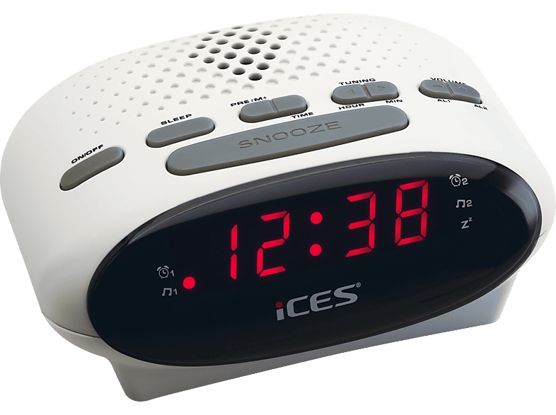 ICES ICR-210 White UKW Weiß PLL Radiowecker, FM, Tuner