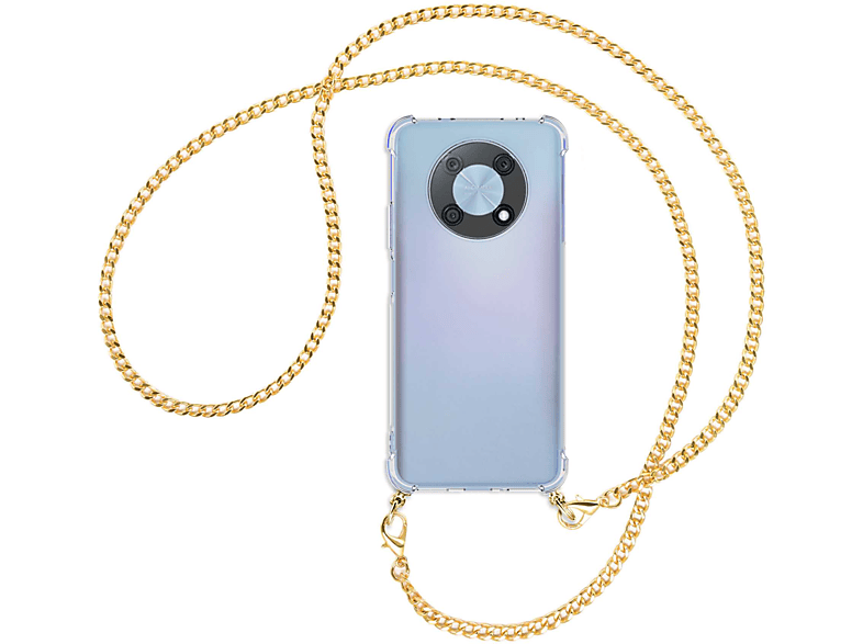 Y90, Kette Umhänge-Hülle (gold) mit Nova Backcover, Metallkette, MORE Huawei, ENERGY MTB