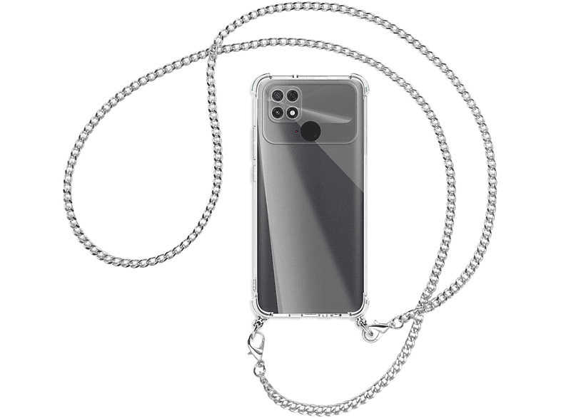 MTB Backcover, Xiaomi, mit (silber) ENERGY Umhänge-Hülle Kette Poco MORE C40, Metallkette,