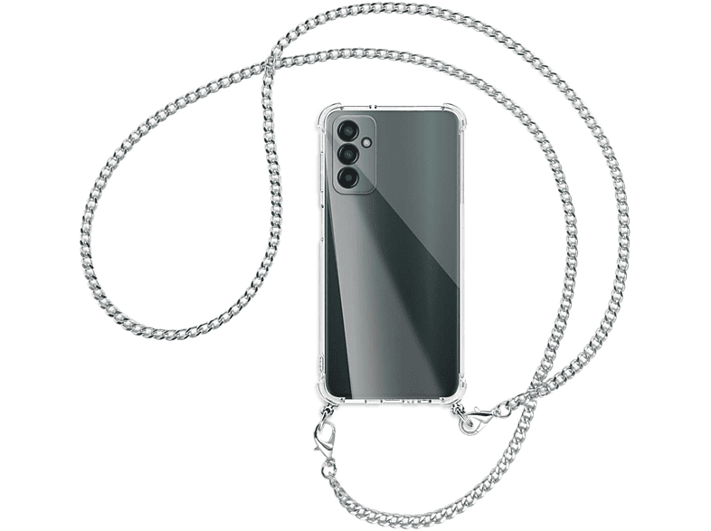 MTB MORE 4G, Galaxy mit ENERGY Kette Samsung, Backcover, (silber) M13 Umhänge-Hülle Metallkette