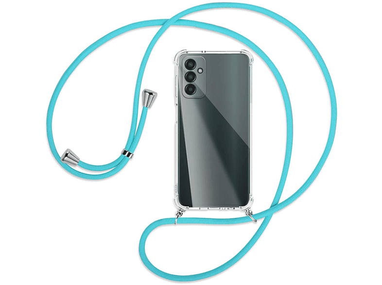 MTB Umhänge-Hülle Silber ENERGY Türkis 4G, mit Galaxy MORE M13 / Kordel, Samsung, Backcover,