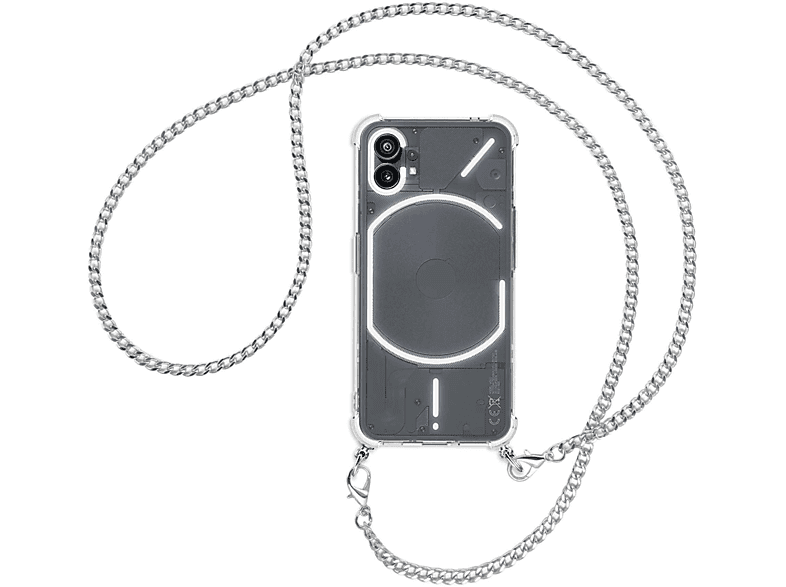 Nothing, mit MTB Backcover, Metallkette, Phone Umhänge-Hülle (1), MORE ENERGY (silber) Kette