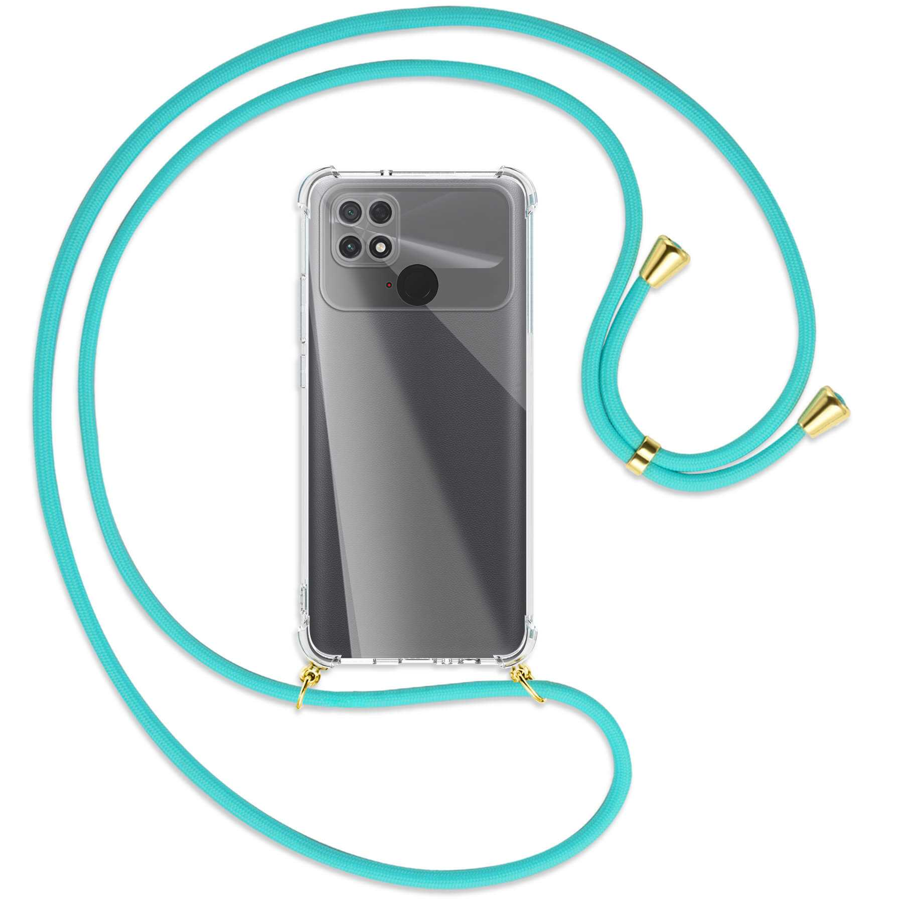MTB MORE Xiaomi, / Türkis Gold C40, Kordel, mit Umhänge-Hülle Backcover, ENERGY Poco