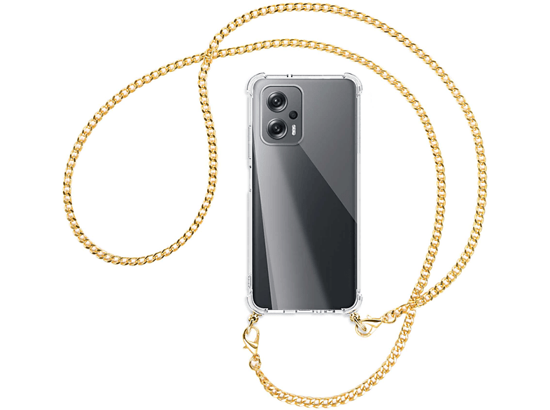 Umhänge-Hülle Backcover, Kette MORE GT, X4 Metallkette, MTB Poco (gold) Xiaomi, mit ENERGY