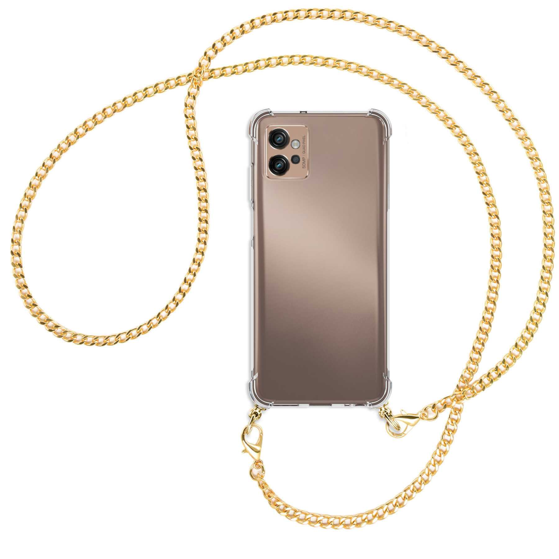 Motorola, Moto ENERGY G32, Kette (gold) Metallkette, Umhänge-Hülle mit Backcover, MTB MORE