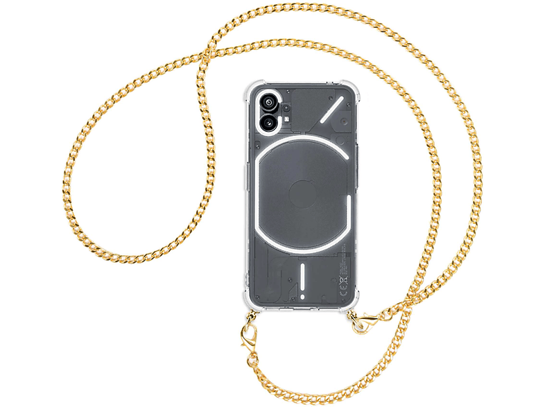 MTB MORE ENERGY Umhänge-Hülle mit Metallkette, Backcover, Nothing, Phone (1), Kette (gold) | Handyketten