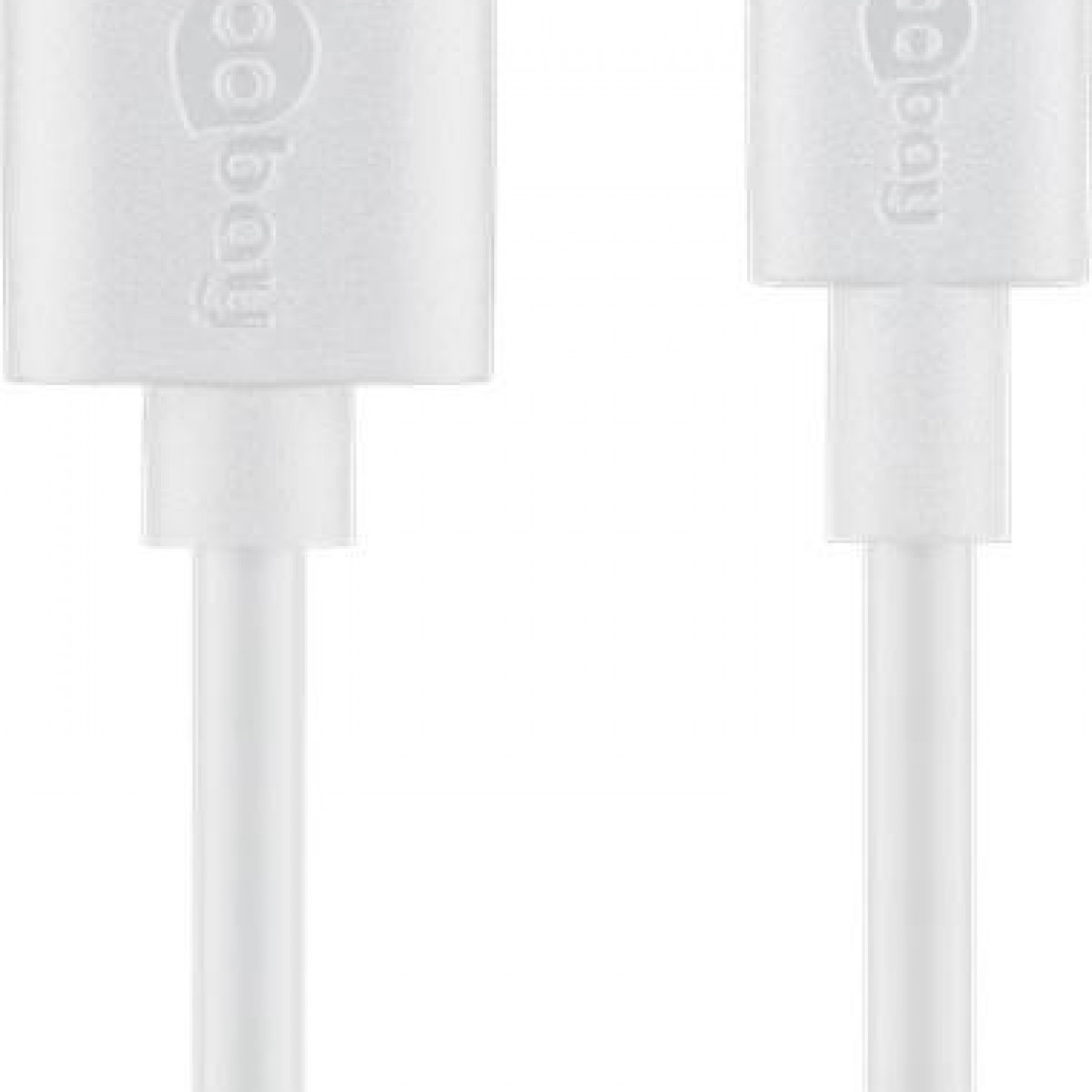 Zwei weiße Ladekabel mit dem Logo "goobay" darauf.