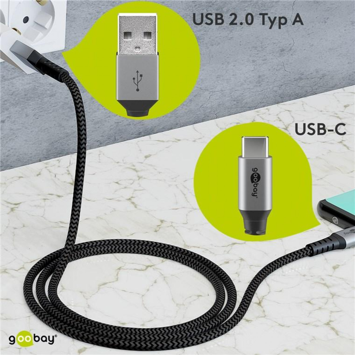 Cavo USB 2.0 Da USB-C A Mini B – Goobay 67989 Nero 0,5m