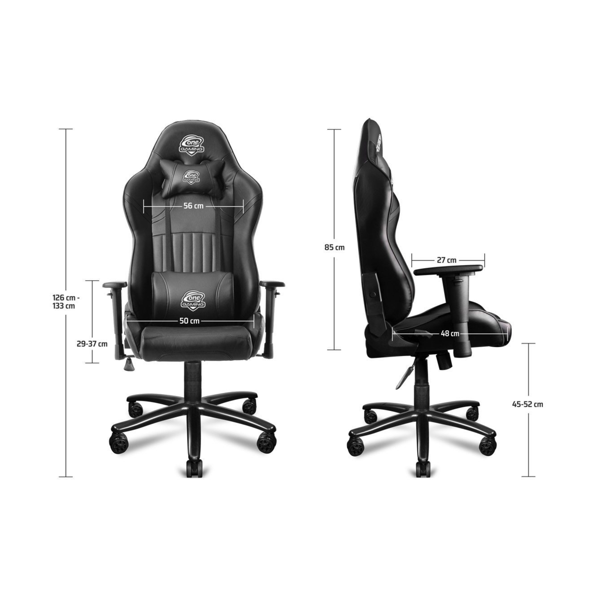 Stuhl, V2 GAMING Schwarz Chair ONE Gaming BLACK Pro