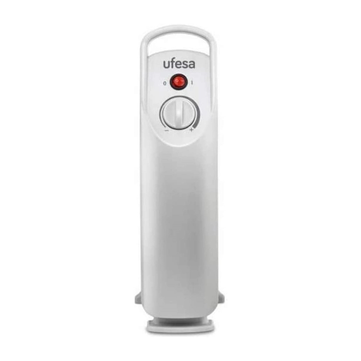 Eine weiße Heizung. Nur die Vorderseite ist sichtbar.