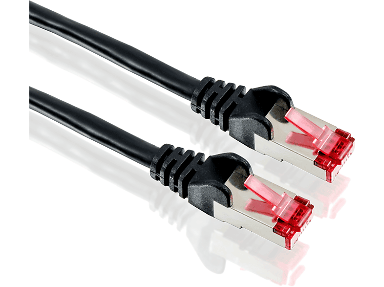 CSL 0,5m Patchkabel Cat6 FTP roter Stecker, schwarz LAN Kabel, schwarz