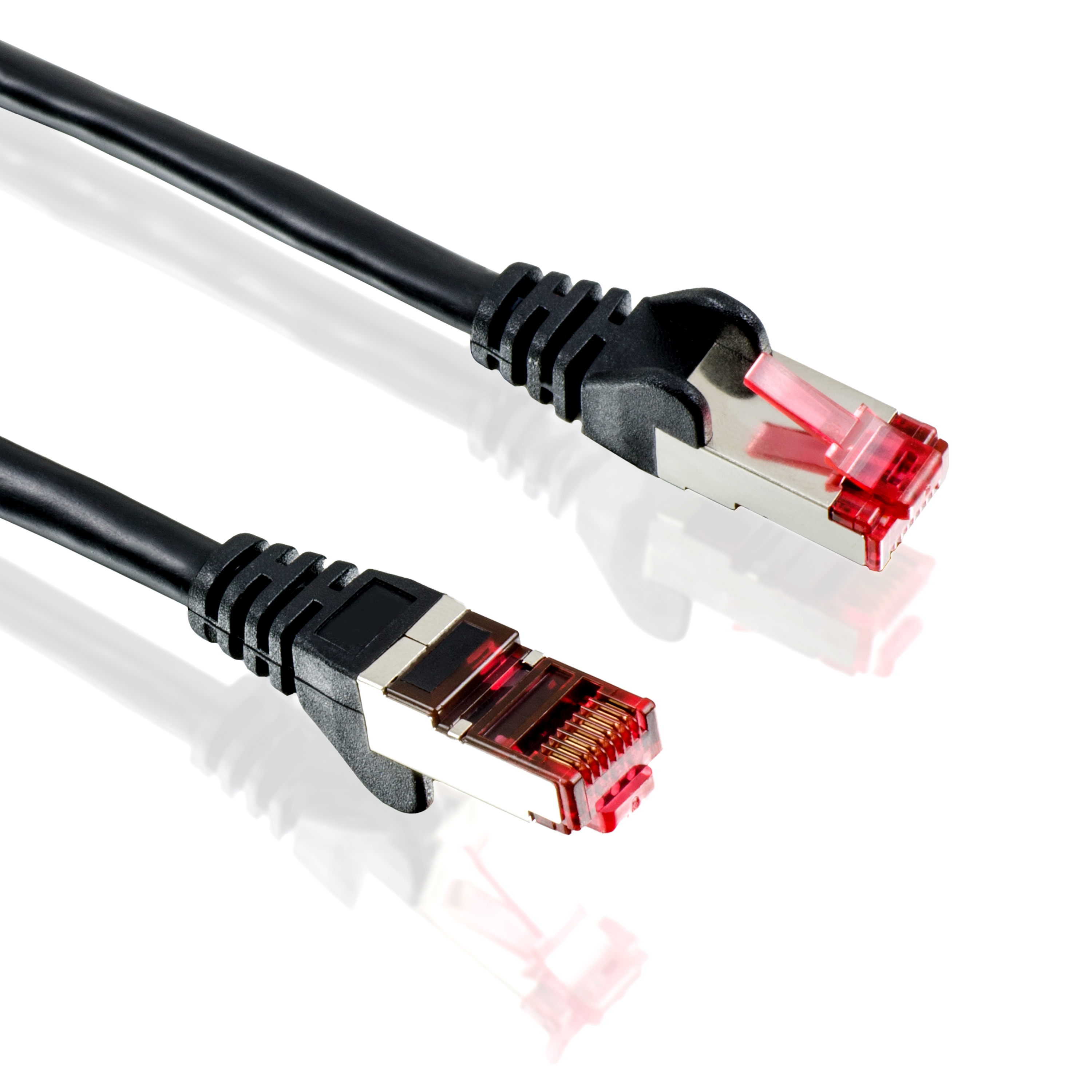 FTP schwarz Stecker, Kabel, CSL 0,5m schwarz roter Patchkabel LAN Cat6