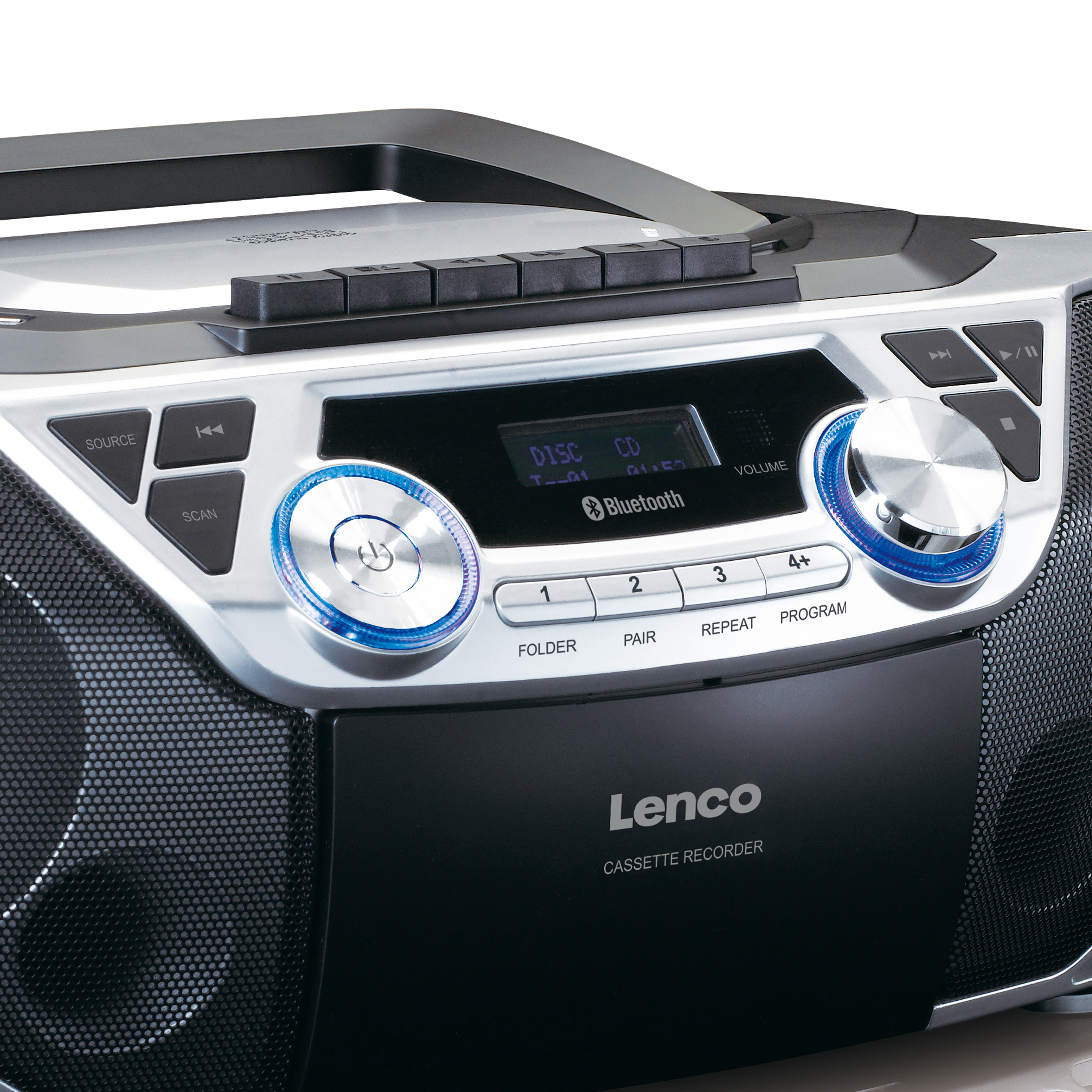 SCD-120SI Radio, LENCO FM, Bluetooth, Schwarz-Silber