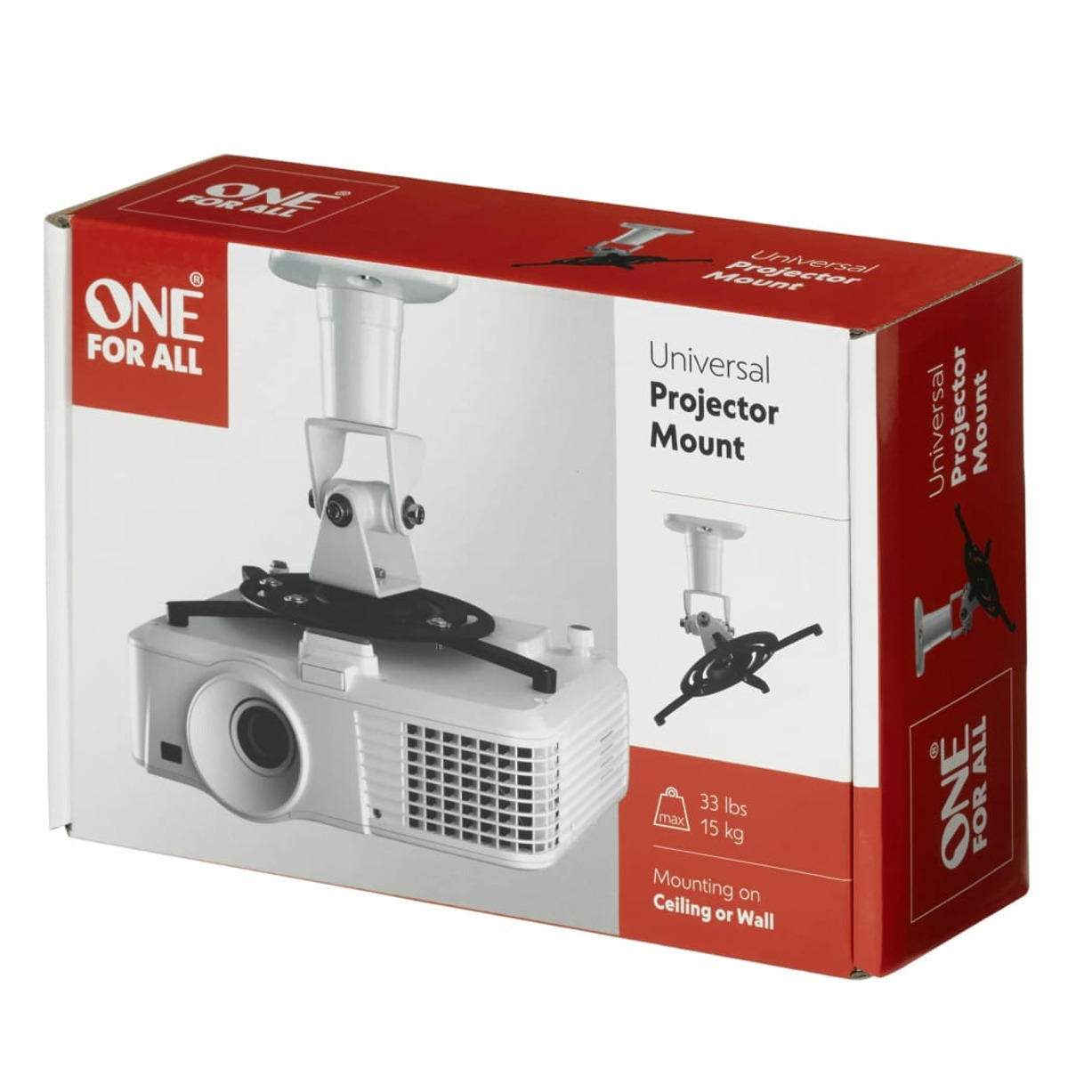 Pudełko przedstawia uchwyt do projektora i projektor.