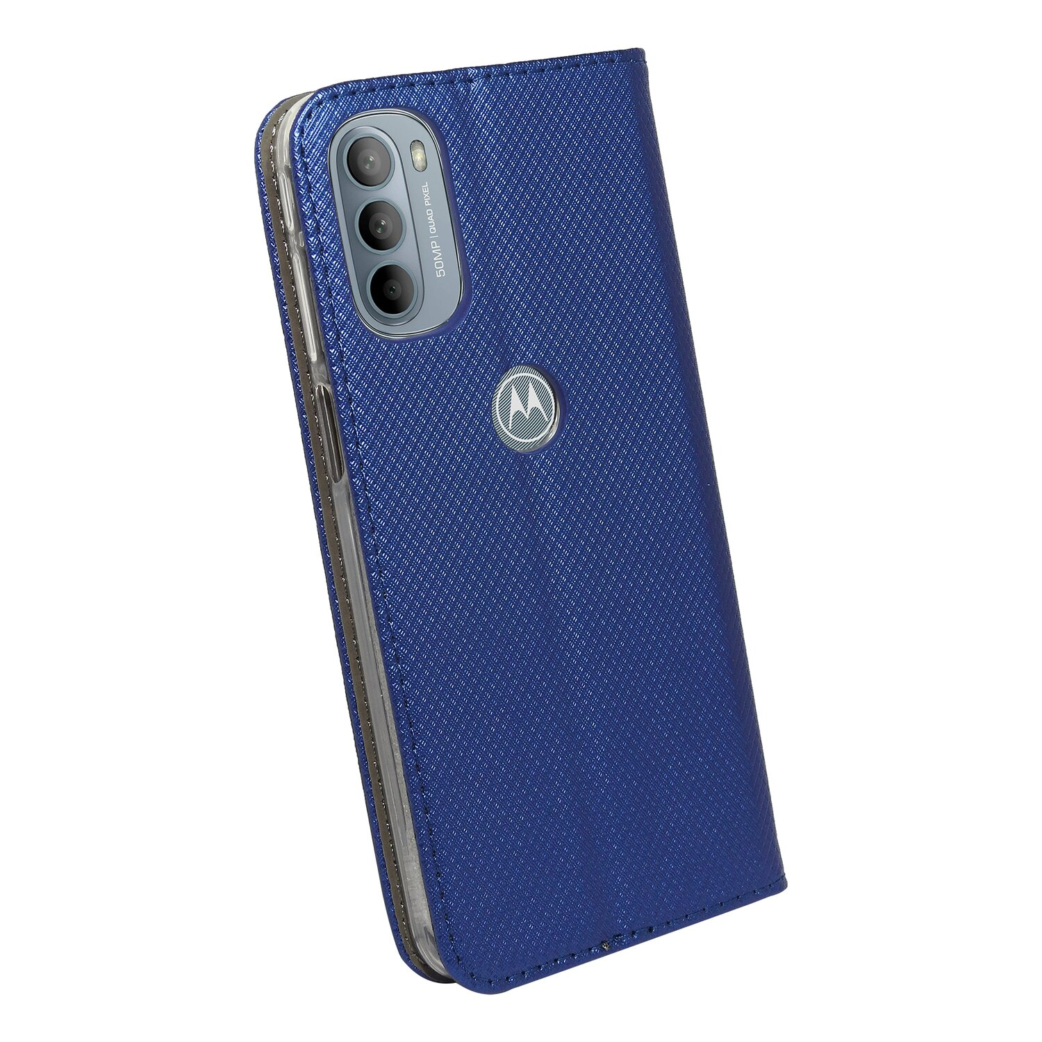 COFI Buch-Tasche, Bookcover, Motorola, Moto G31, Blau