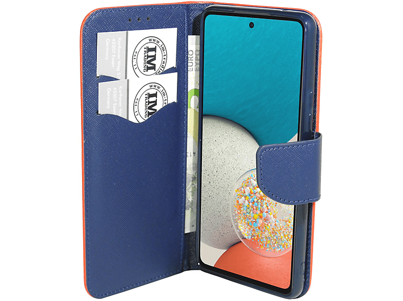 COFI Buch Tasche, Bookcover, SAMSUNG, GALAXY A53 5G, Rot-Blau