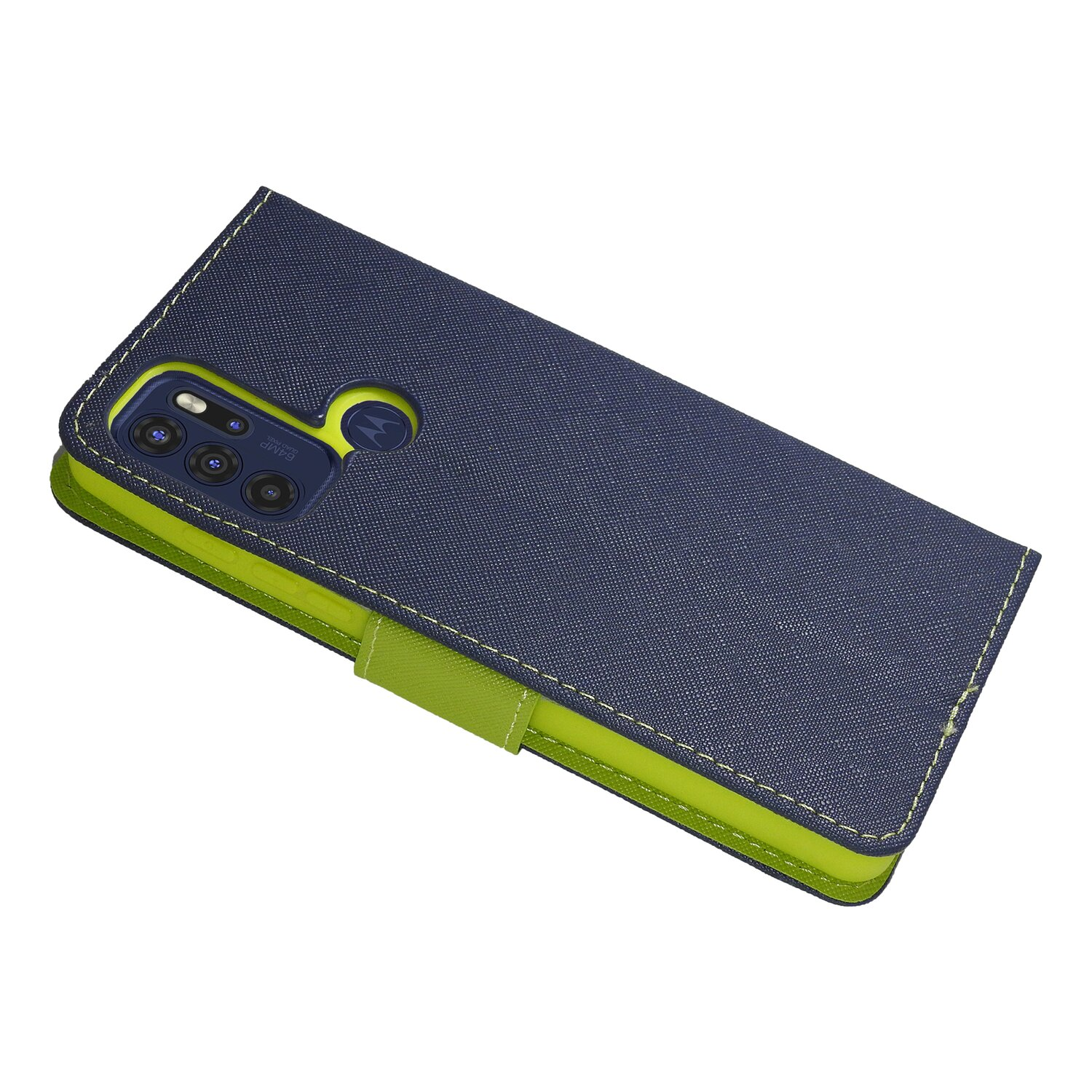 COFI Buch Tasche, Bookcover, Moto G60S, Motorola, Blau-Grün