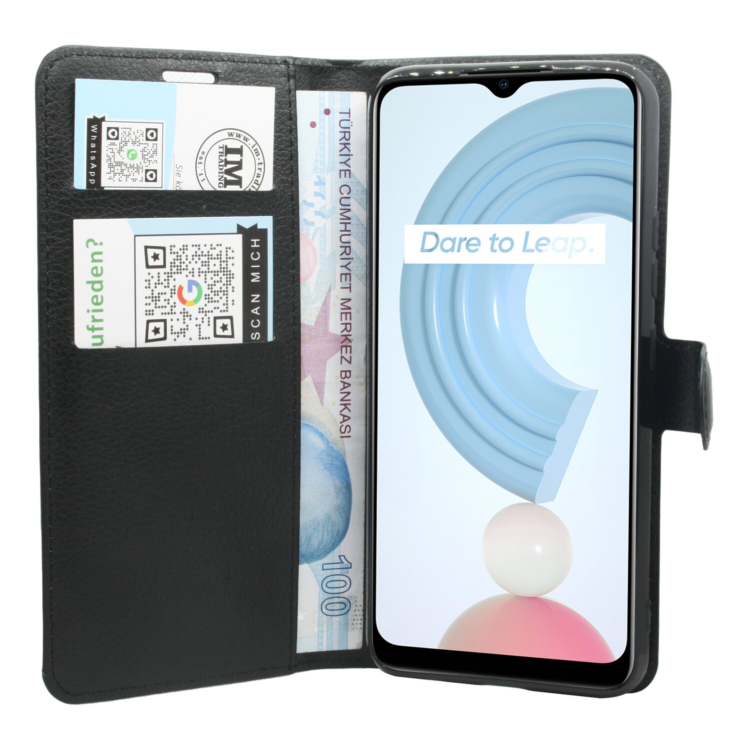 COFI Buch Tasche, Bookcover, Realme, Schwarz C25Y