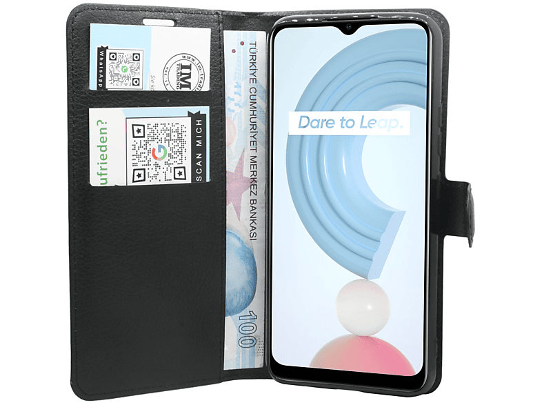 COFI Buch Tasche, Bookcover, Realme, C25Y, Schwarz