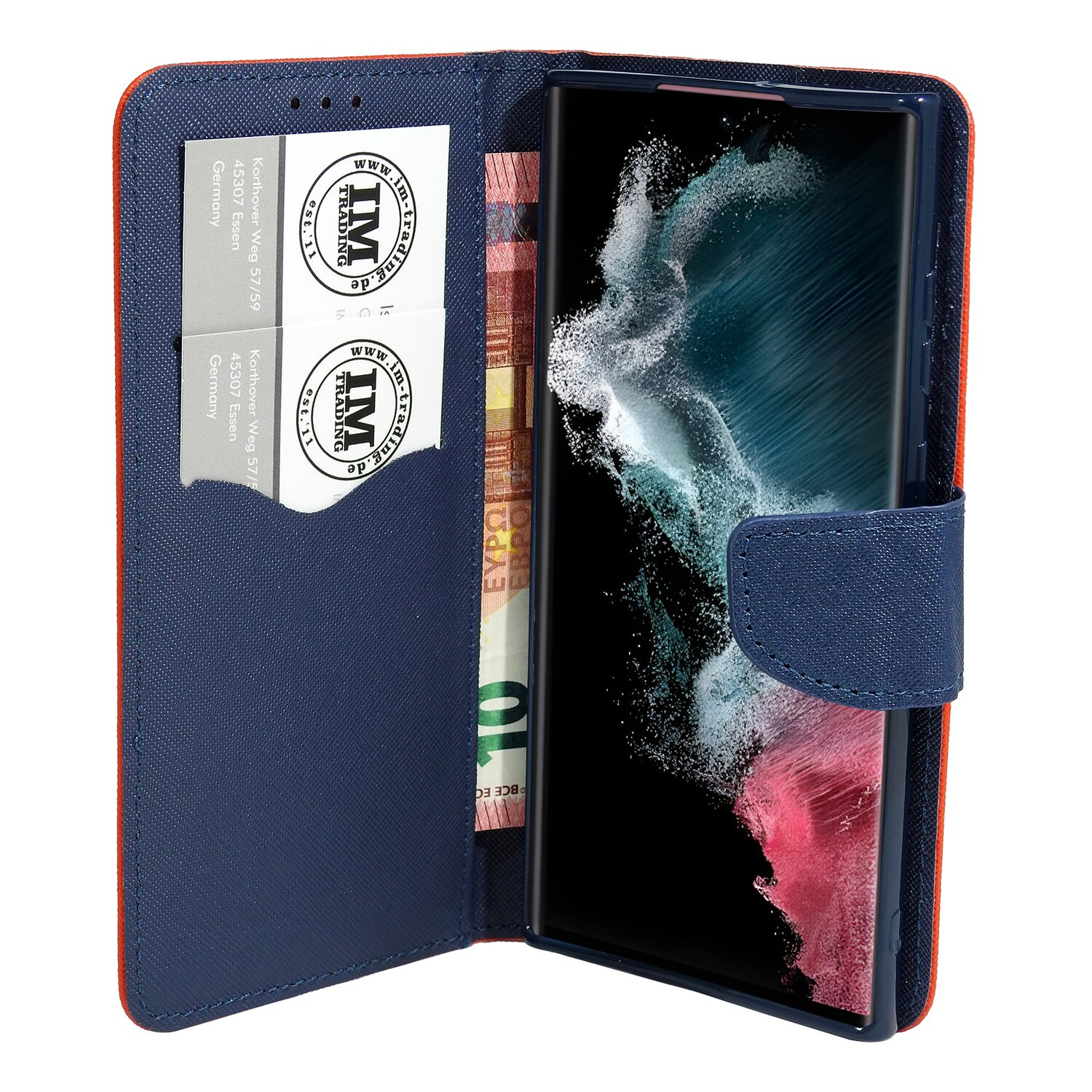 COFI Buch Tasche, Bookcover, SAMSUNG, ULTRA Rot-Blau (SM-908B), S22 GALAXY