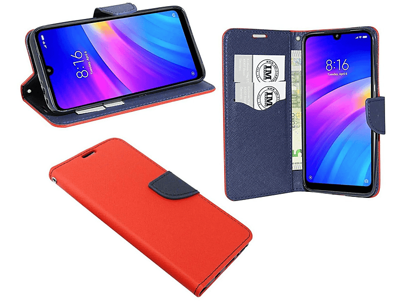 COFI Buch Tasche + 9H Schutzglas, Bookcover, Xiaomi, Mi 11T, Rot-Blau